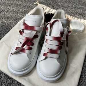 Alexander McQueen White Sneakers with Red Laces